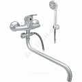 Смеситель для ванны с душем одноручный круглый излив, душевой шланг н/ж сталь, хромированн(026-4233)