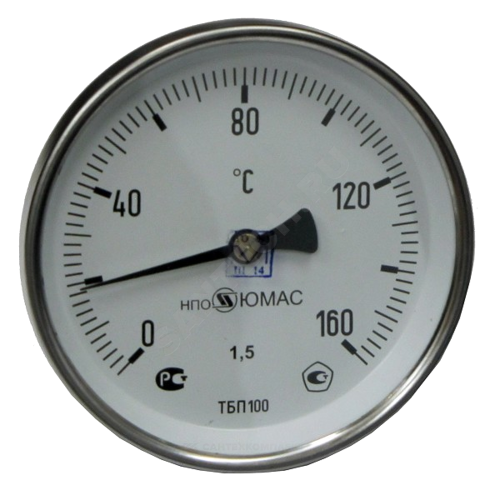 Термометр биметаллический осевой Дк63 160С L=50мм G1/2" ТБП-Т НПО ЮМАС