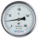Термометр биметаллический осевой Дк100 200С L=100мм БТ-1-100 ЭКОМЕРА БТ-1-100-200С-L100
