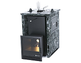Газовая банная печь ИзиСтим Анапа М2 в трехстороннем кожухе из пироксенита. Защитный экран, ГАЗ - СА